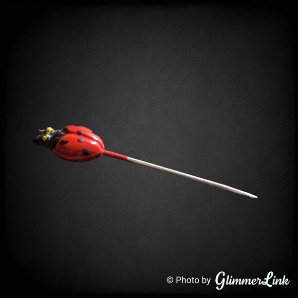 Vintage Small Ladybug Silver Tone Sewing Pin - Picture 3 of 6